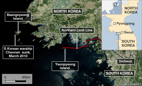 south korea and north korea map. North Korea fired dozens